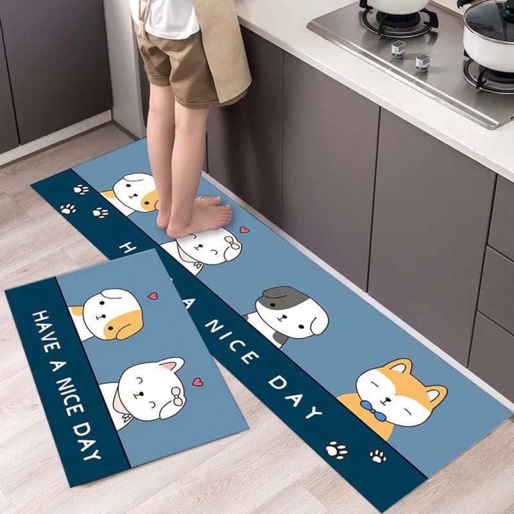 Set of 2 Anti-Fatigue Cute Cat Design Non-Slip Floor Mat